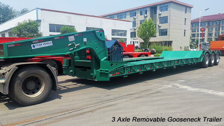 3 Axle Hydraulic Detachable Gooseneck Lowboy Trailer for Hauling Heavy Equipment in Dominican