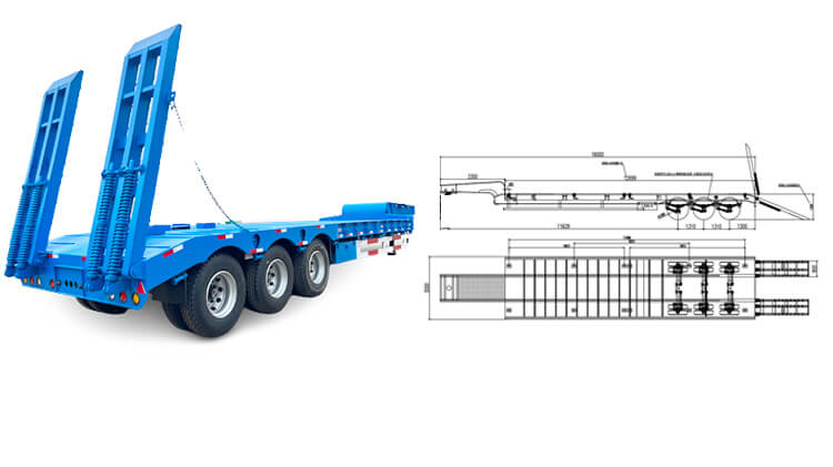 3 Axle 60 Ton Low Bed Trailer Truck for Sale in Dominican
