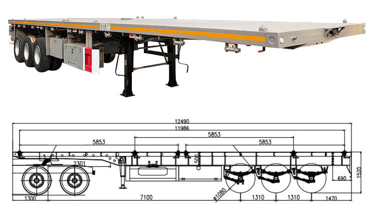 40 Feet Semi Flatbed Truck Trailer | Flatbed Tractor Trailer for Sale in Dominican