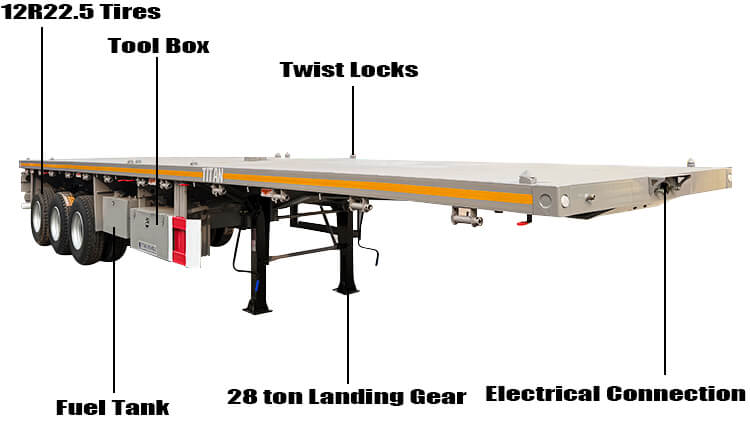 40 Feet Semi Flatbed Truck Trailer | Flatbed Tractor Trailer for Sale in Dominican