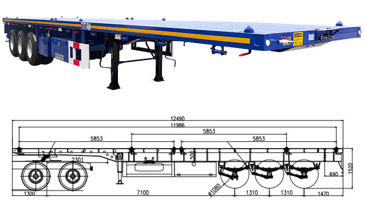 40 Ft Tri Axle Heavy Duty Flatbed Trailer for Sale Price in Dominican