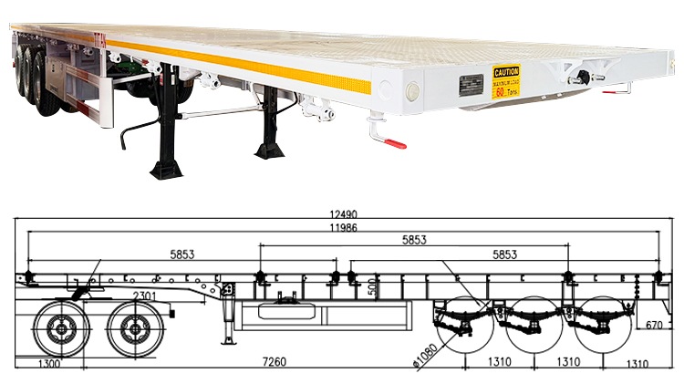 3 Axle 40 Foot Flatbed Trailer | Flat Bed Semi Trailer for Sale in Dominican